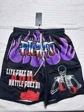 Romwe Mens Shorts Sz Small Black Shorts California Fight Skull