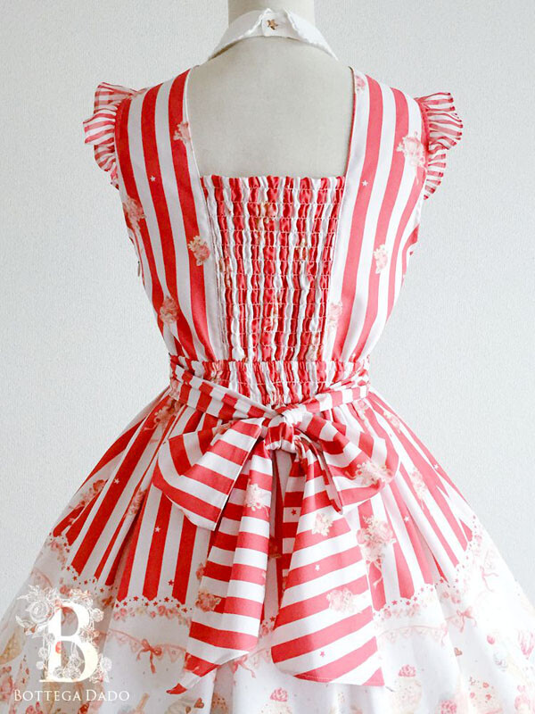 🌹LIZ LISA🌹Ice Cream One Piece Dress Ribbon Red White Hime