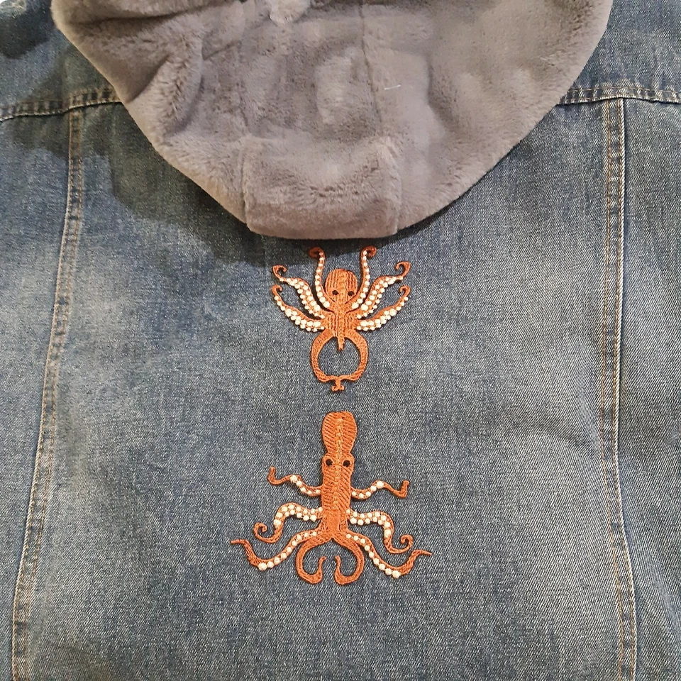 Octopus Pair of Handmade Embroidered Patches - Image 4 of 4