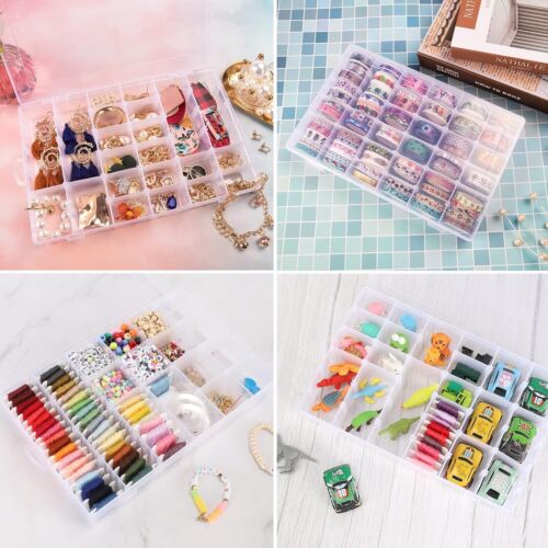 Clear Plastic Jewelry & Craft Storage Box Duo with 36 Adjustable Compartments - Picture 8 of 9