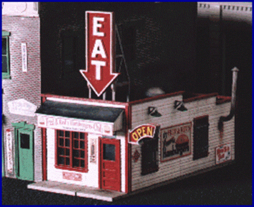 BLAIR LINE 1/87 HO Scale FRED & RED'S HAMBURGERS Cafe Laser-Cut Wood Kit 184-190 - Picture 2 of 7
