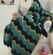OCEAN WAVES THROW AFGHAN HOME DECOR CROCHET PATTERN INSTRUCTIONS