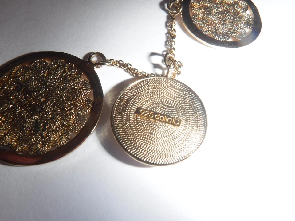 dalia ID Sterling Vermeil 34" Necklace 5 Graduating Round Discs Peridot Accents - Image 4 of 4