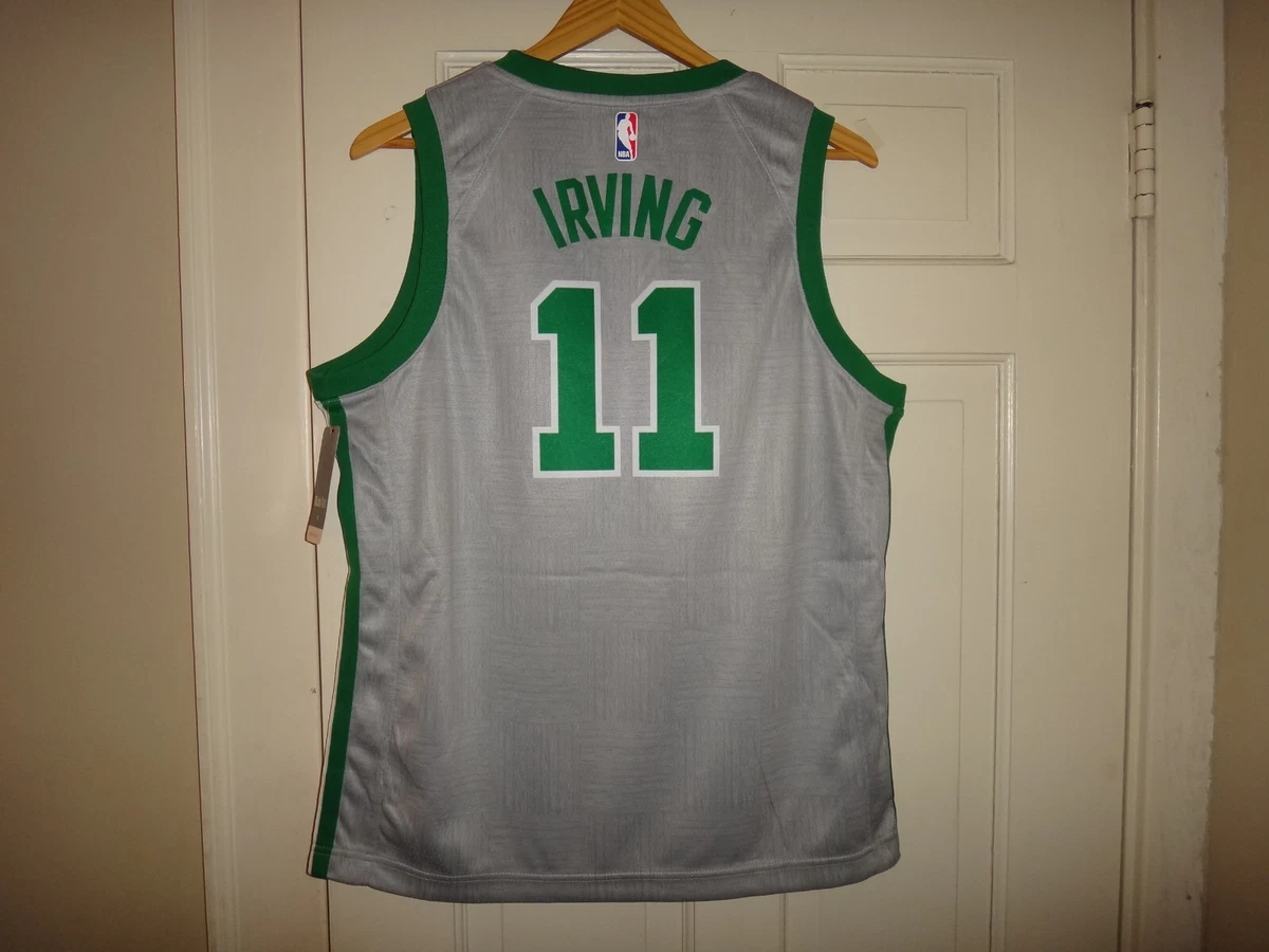 Nba Nike Boston Celtics Jersey Kyrie Irving Green and Gray Mens