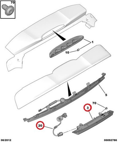 FEU STOP ADDITIONNEL CITROEN C4 C5 III BREAK DS4 / PEUGEOT 208 308 (OE 6351HH) - Imagen 6 de 6