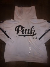 VICTORIAS SECRET PINK RARE NEW FIND"PINK" COWLNECK SWEATSHIRT/JACKET NWT SMALL
