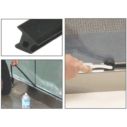 CRL BSG100 Black Top Rubber Gasket for Monolithic Tempered Glass Shoe 100' Roll - Picture 3 of 3