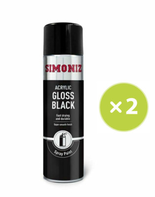Simoniz Gloss Black Acrylic Car Paint Aerosol Spray Aerosol 500ml x 2