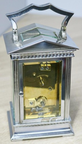 Rare Antique French 8 Day Silvered Architectural Design Timepiece Carriage Clock - Picture 22 of 24