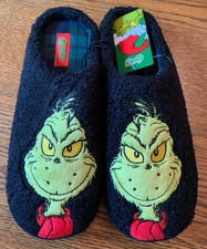 Men's NEW Dr. Seuss The GRINCH Black Clog Slippers - 9-10