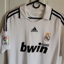 adidas Real Madrid Soccer Jersey White Black Soccer bwin.com LFP Patch