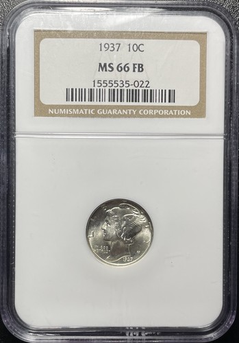 1937 10C Mercury Dime NGC MS66 FB - Full Bands Gem UNC - Superb Eye Appeal