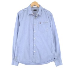 Napapijri Mens Button-Down Shirt Blue Cotton Slim Fit Casual Qx2 Size XL