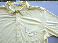 Criquet Polo Shirt Mens L Blue YELLOW Button Pocket 58 Cotton - 42 polyester