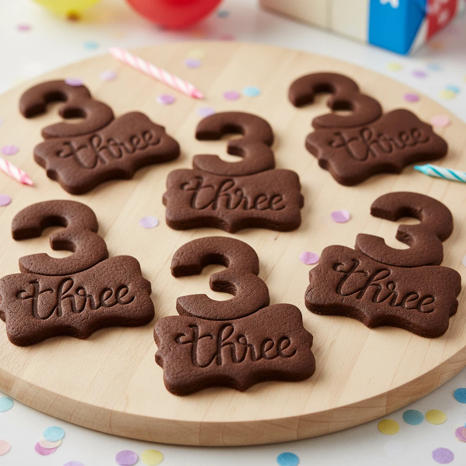Cortador de galletas número 3 - tercer cumpleaños 3er aniversario numérico tres hitos Foto 2 de 4