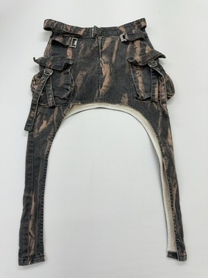 Bershka Damen Cargohose schwarz hellbraun gebleicht Denim Größe S