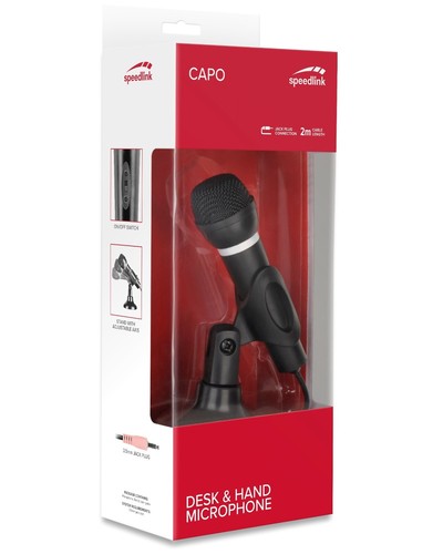 Speedlink CAPO 3,5mm Tisch-Mikrofon Hand-Mikrofon mit Standfuß Ständer PC Mikro - Afbeelding 5 van 5