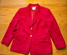 Talbots Blazer Vintage Petite SZ 12 Red Long 100 Wool 2 Brass Buttons Lined