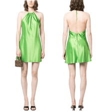 NWT Alice + Olivia Zumi A-Line Mini Dress With satin finish and halterneck desig