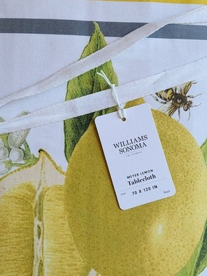 Williams Sonoma MEYER LEMON TABLECLOTH 70'' x 120'' Botanical NWT