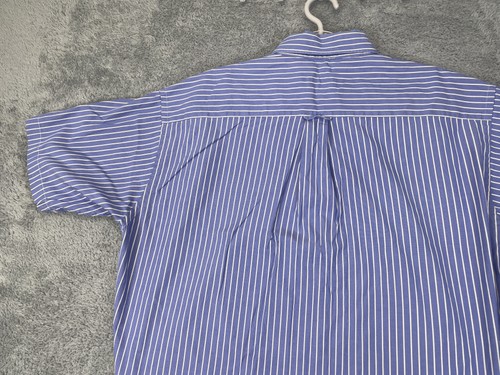 Chaps Ralph Lauren Shirt Mens Large Blue White Striped Crest Oxford Button Up - Picture 12 of 14