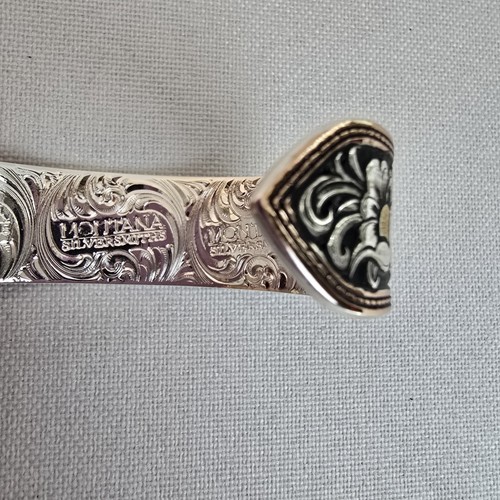 Montana Silversmiths Leathercut Tri-Colored Floral Cuff Bracelet Western Coastal - Picture 9 of 9