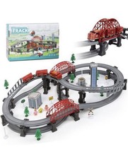 128 PCS WOODEN TRAIN SET BATTERY TRAIN TRACKS THOMAS BRIO COMPATIBLE NEW
