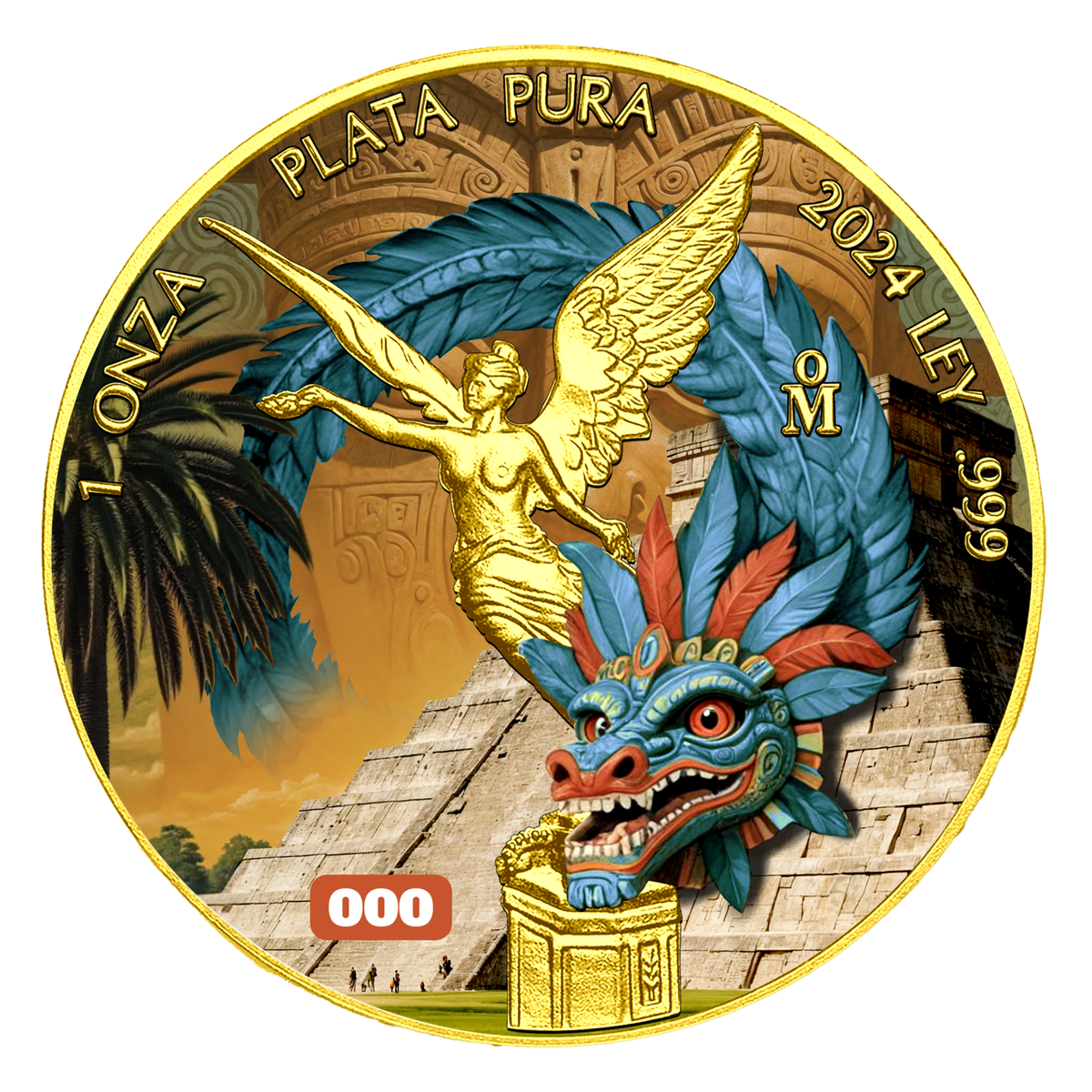 2024 Mexico Libertad Golden Aztec Dragon Edition 1 oz Silver Coin