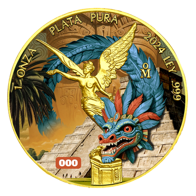 2024 Mexico Libertad Golden Aztec Dragon Edition 1 oz Silver Coin