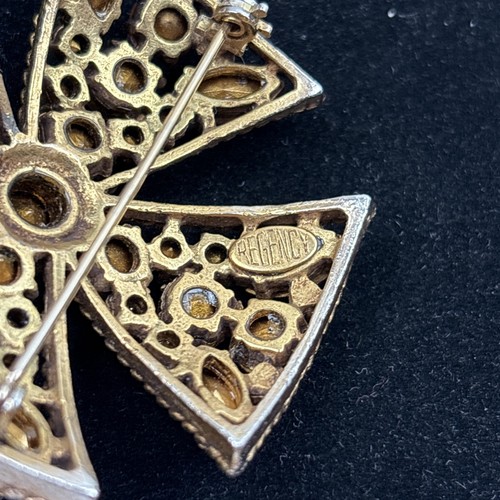 Vintage Regency Rosa Strass Kristall Malteser Kreuz Anstecknadel Brosche - Bild 6 von 9