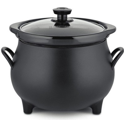 Toastmaster 4QT Black Cauldron Slow Cooker with Removable Crock and Glass Lid