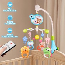 Mobile Babybett mit Musik und Lichtern Spieluhr Einschlafhilfe + Stern Projektor