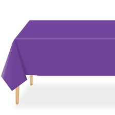 Purple Plastic Table Cloth Disposable 2 Pack, 54 x 108 Inch Tablecloths for P...