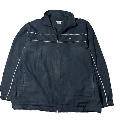 Nike Men's Black Full-Zip Track Jacket L Stand-Up Collar Swoosh