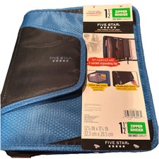 Five Star Zipper Binder 1.5" 500 Sheet Capacity Zipper Pocket BLUE