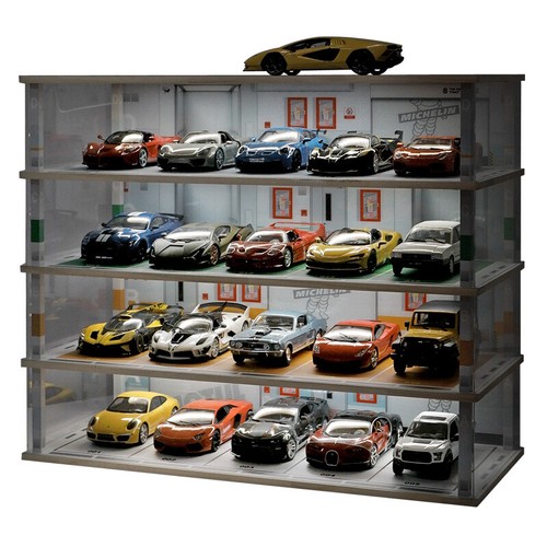 Lote de estacionamiento 1:18 KIY + caja de exhibición de estante de almacenamiento acrílico ligero a prueba de polvo (sin coche - Imagen 5 de 26