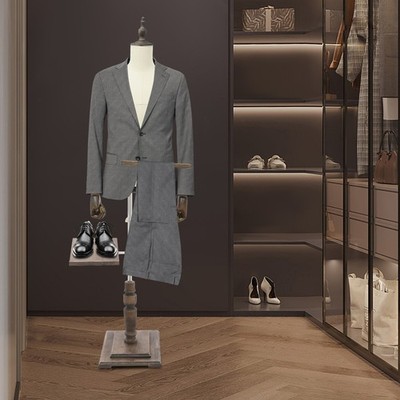 Male Dress Clothing Display Mannequin Form w/ Detachable Trouser Rack/Shoe Rest