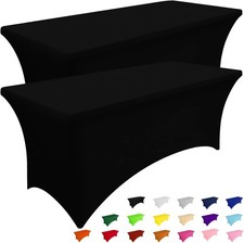 2 Pack Spandex Table Cloth 6FT Elastic Fitted Stretch Tablecloths Washable