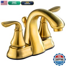 Derengge Brushed Gold Bathroom Faucet 4 Inch Two Handle Bathroom Sink Fucet