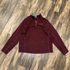 Eddie Bauer Fleece 1/4 Zip Pullover Sweater Men's Size XL Outdoor Maroon