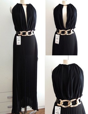 Abenkleid Maxikleid Neckholder Kleid Asymmetrisch Plissee Cristinaeffe Gr. 38