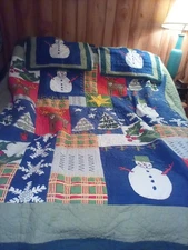 marshall fields field gear fg rare king christmas holiday snowman quilt sham set