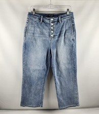 Judy Blue Jeans Women 11/30 Blue Wide Leg Button Fly Crop Denim 30x24 JB82477