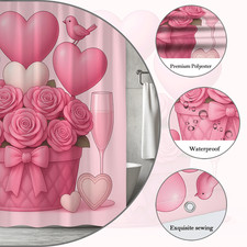 Cute Pink Floral Shower Curtain for Valentine's Day Decor