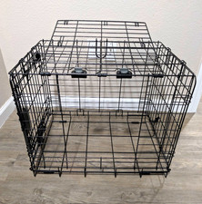 36 in Steel Folding Wire Dog Crate, Two Door, Black w/ Removable Tray, L