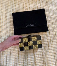 Edie Parker Gold/Black Acrylic Clutch