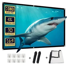 Projector Screen, 84 inch Foldable Portable Rear Front Projector Screen Indoo...