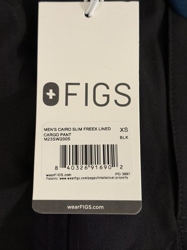 FIGS Mens Cairo Cargo Scrub Pants Slim FreeX Lined Black Size XS NWT - Afbeelding 3 van 3