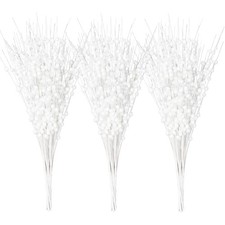 24 PCS Artificial Glitter Holly Berry Stem Ornaments Picks Branches Glittery