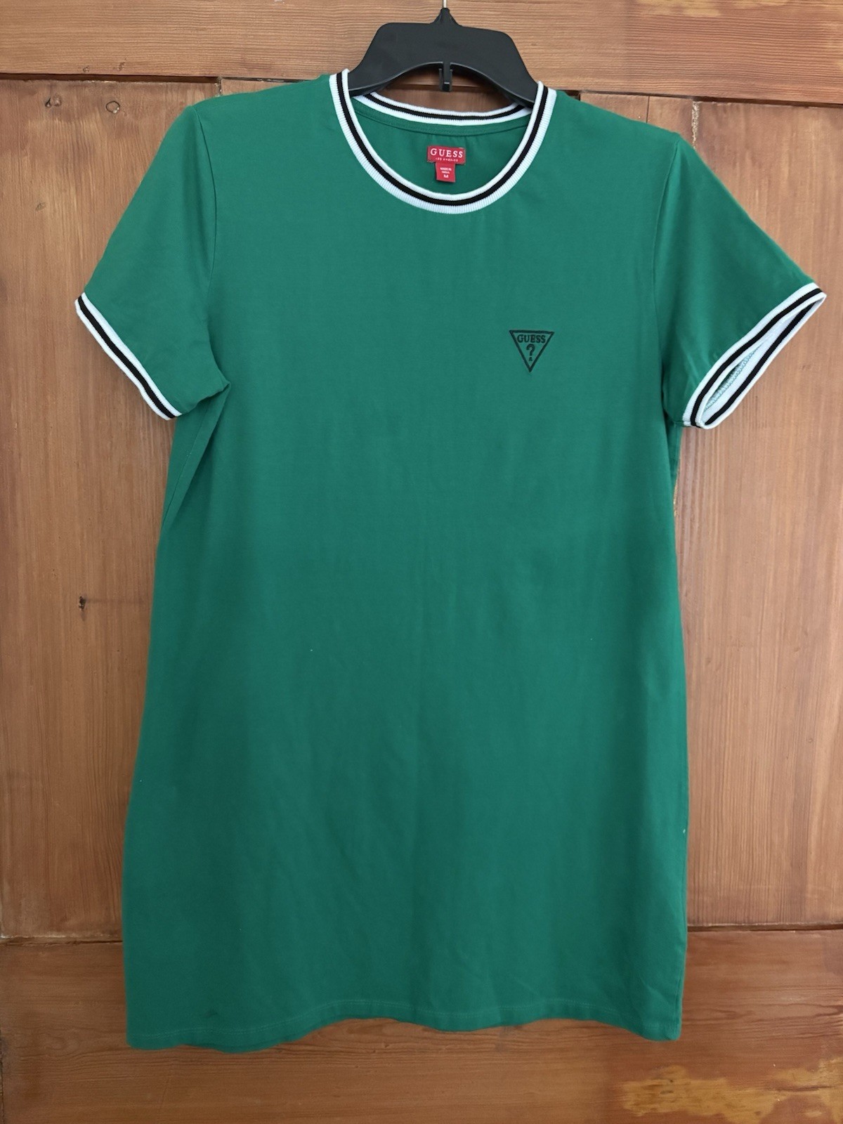 Women’s Vintage Guess Green Y2K Tee Shirt Knit Dress Size Medium